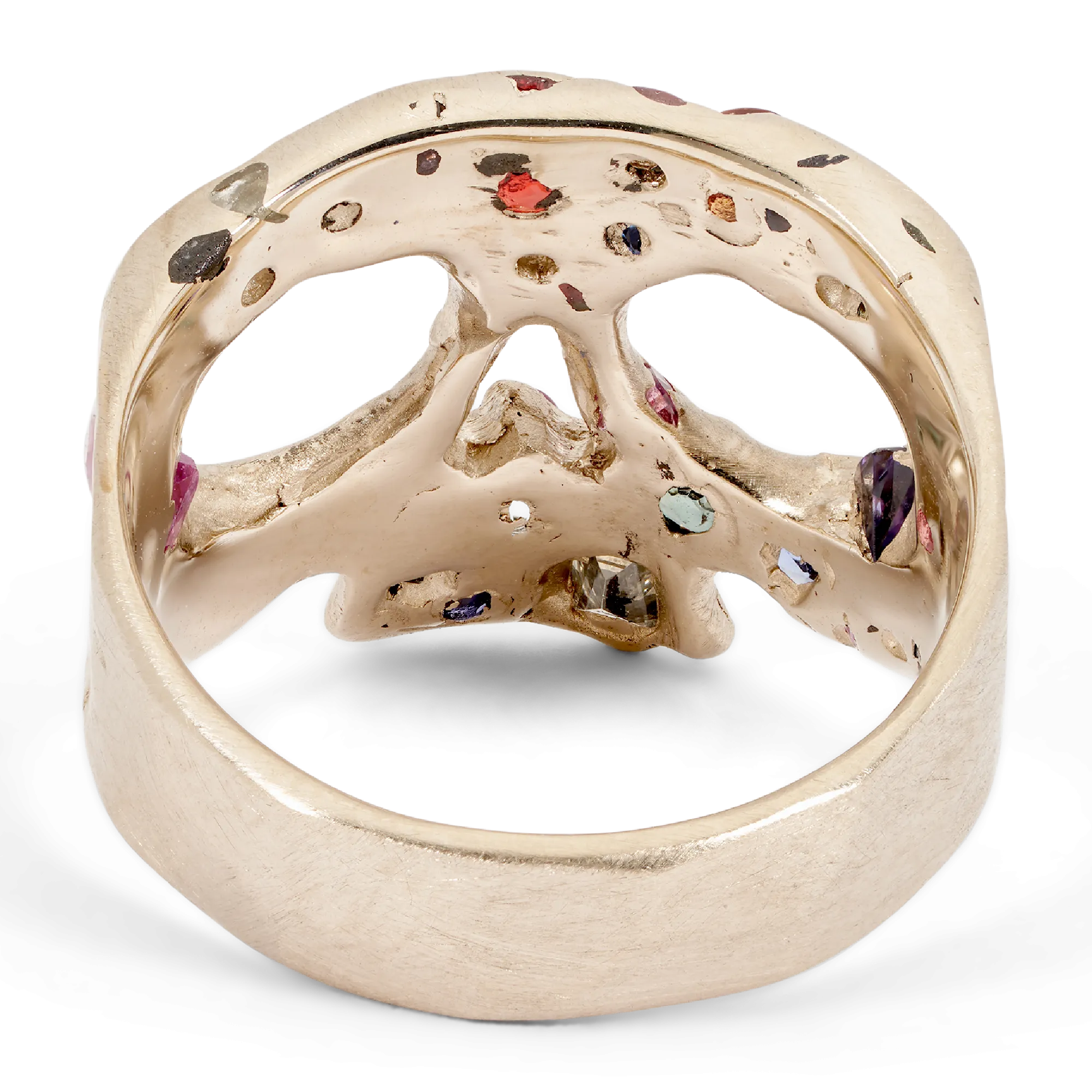 Extra Small Rainbow Confetti Skull Ring in White - Size 3 - 11247