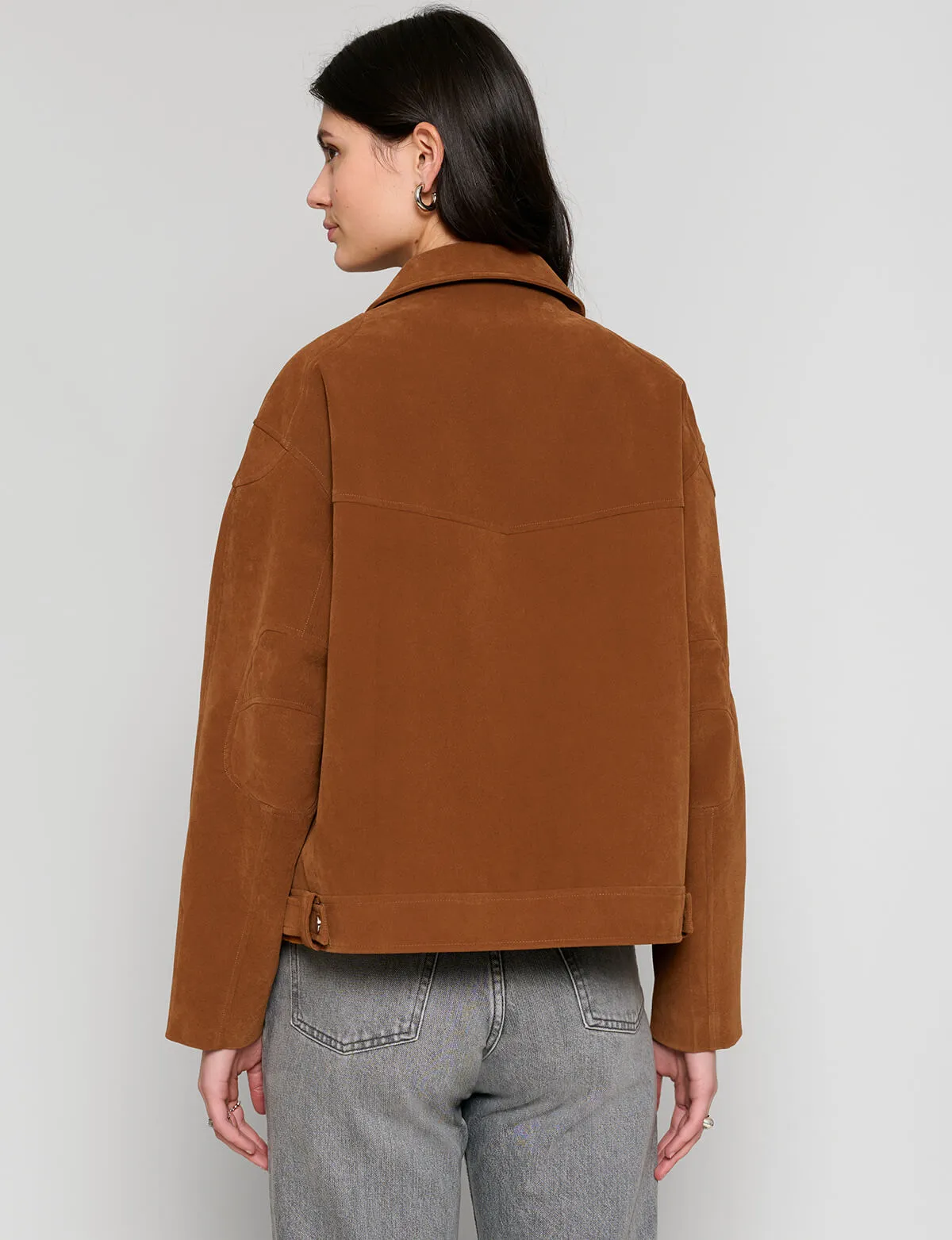 Faux Suede Moto Zip Jacket