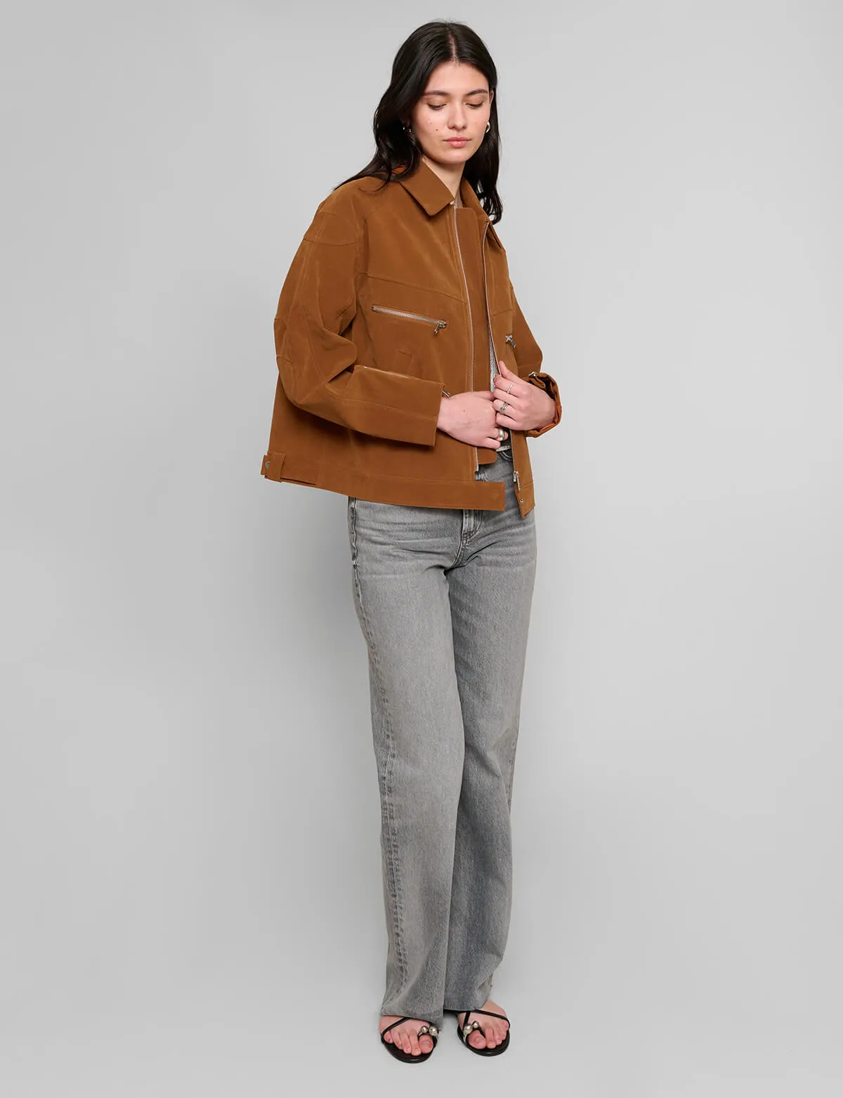 Faux Suede Moto Zip Jacket