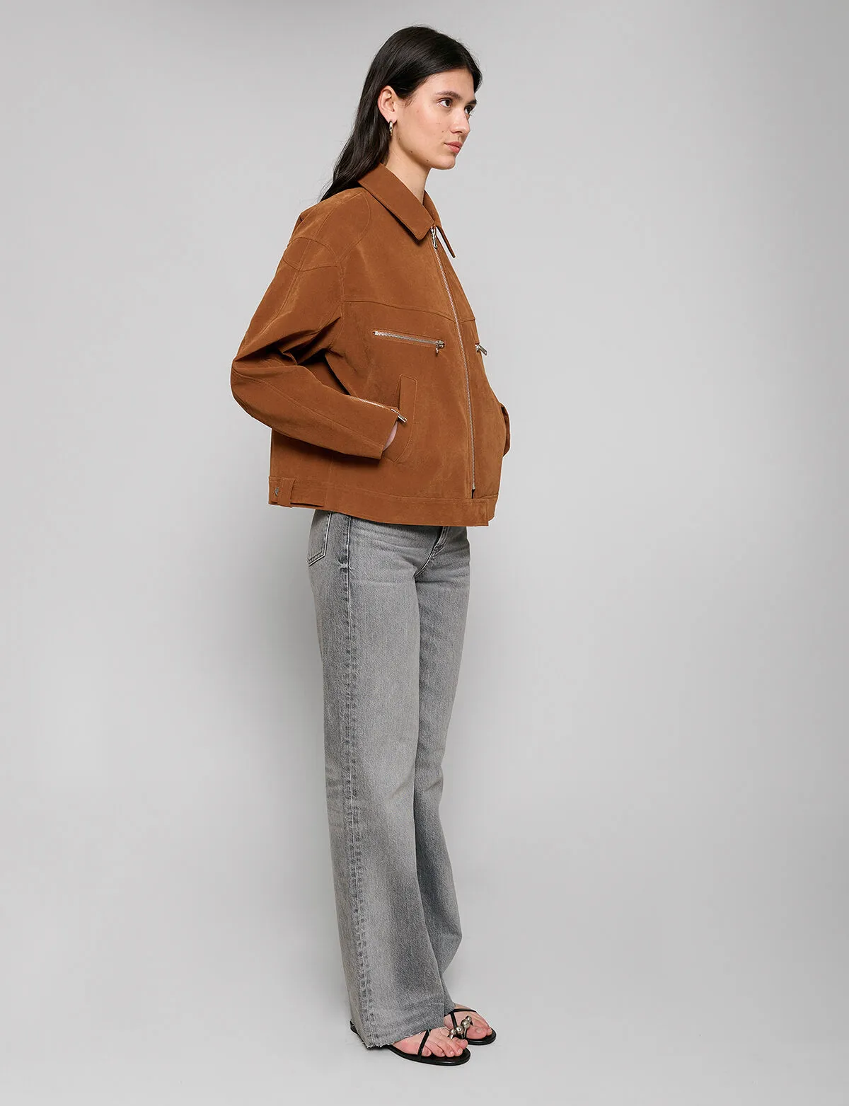 Faux Suede Moto Zip Jacket