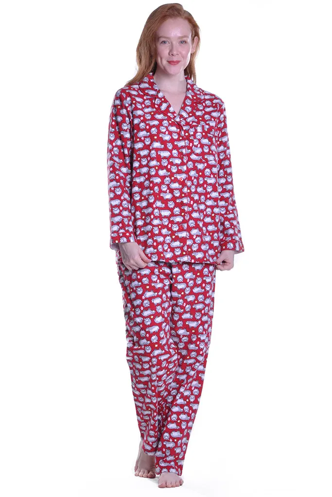 Flannel Sheep Print Plus Size Pajama Set