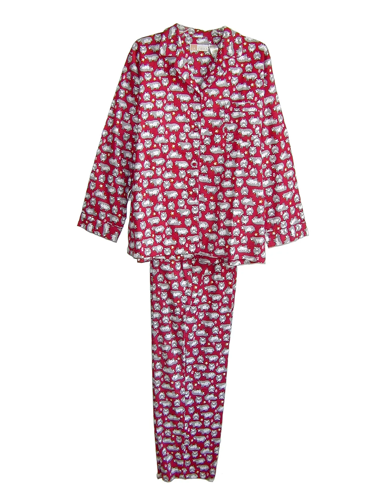 Flannel Sheep Print Plus Size Pajama Set