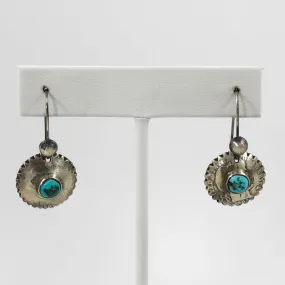 Fox Turquoise Barber Dime Earrings