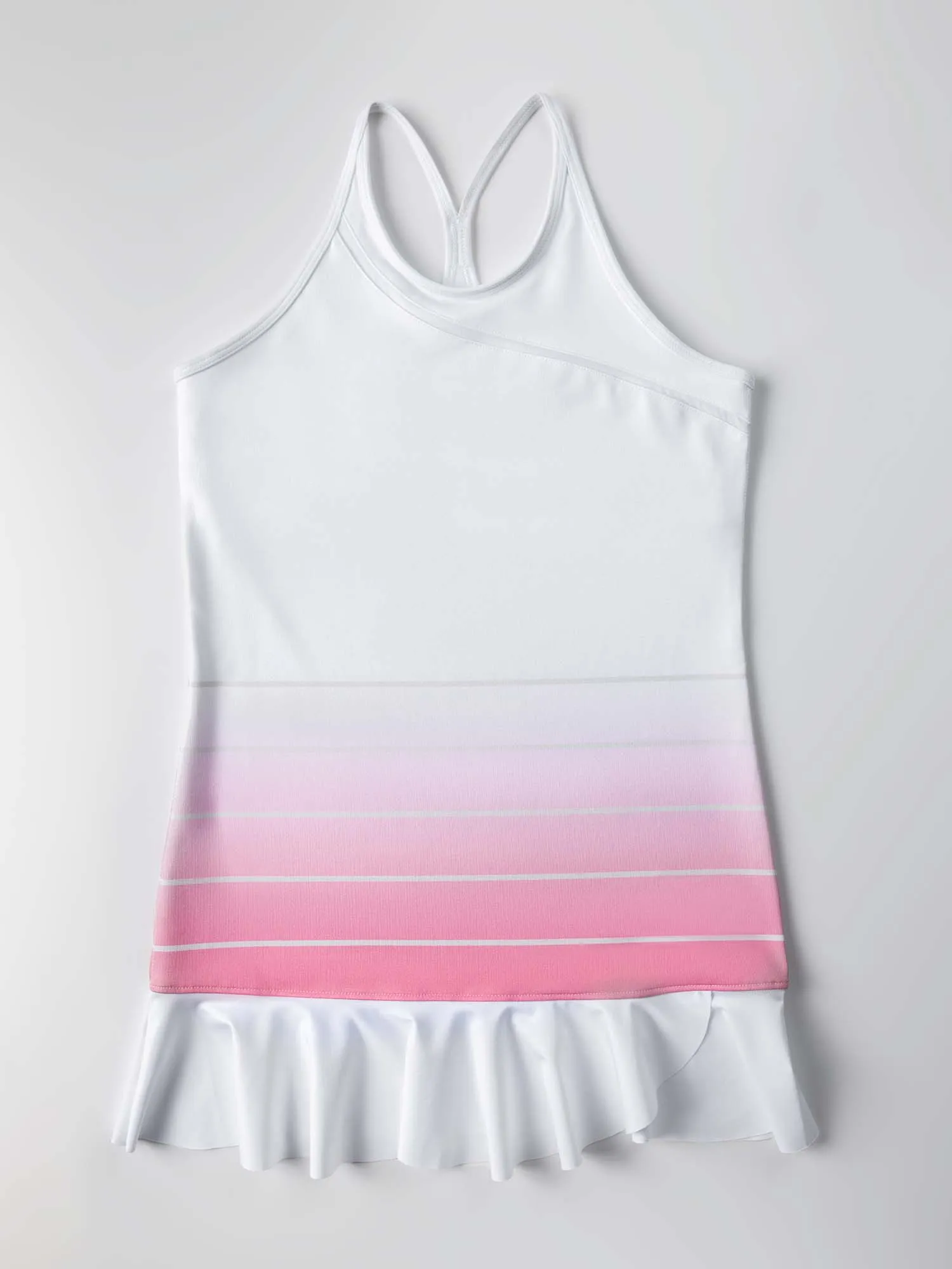 Girls Strappy Tennis Flounce Dress - Plumeria Ombre