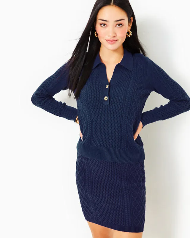 Lilly Pulitzer Women's Lizona Polo Sweater - Low Tide Navy