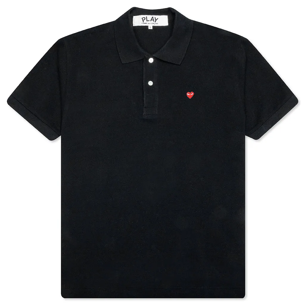 Little Red Heart Polo Shirt - Black