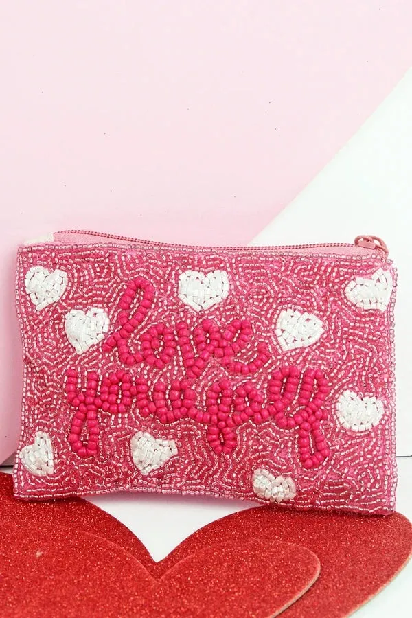 LOVE YOURSELF beaded clutch