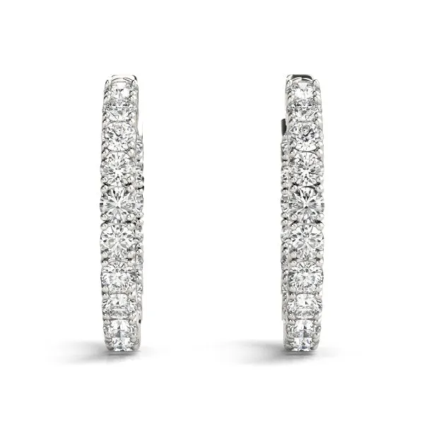 MOON 7 Carat Diamond Eternity Hoop Earrings Inside out with Hinged Back 50 pointer 1 Inch 30mm BY MIKE NEKTA