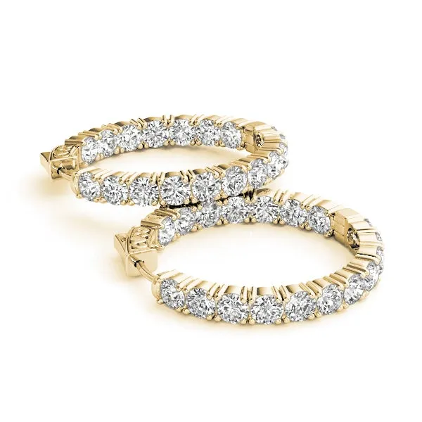 MOON 7 Carat Diamond Eternity Hoop Earrings Inside out with Hinged Back 50 pointer 1 Inch 30mm BY MIKE NEKTA