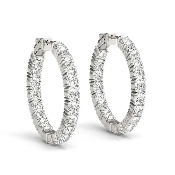 MOON 7 Carat Diamond Eternity Hoop Earrings Inside out with Hinged Back 50 pointer 1 Inch 30mm BY MIKE NEKTA