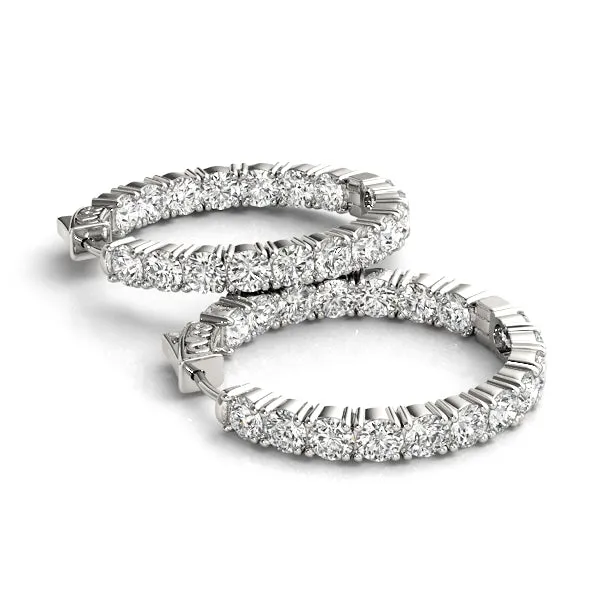 MOON 7 Carat Diamond Eternity Hoop Earrings Inside out with Hinged Back 50 pointer 1 Inch 30mm BY MIKE NEKTA