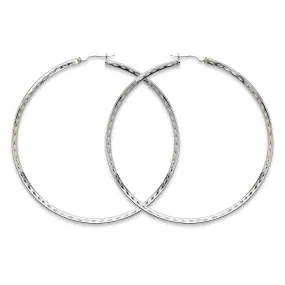 NEW! High Polish Diamond Cut Hoop Earrings .925 Sterling Silver