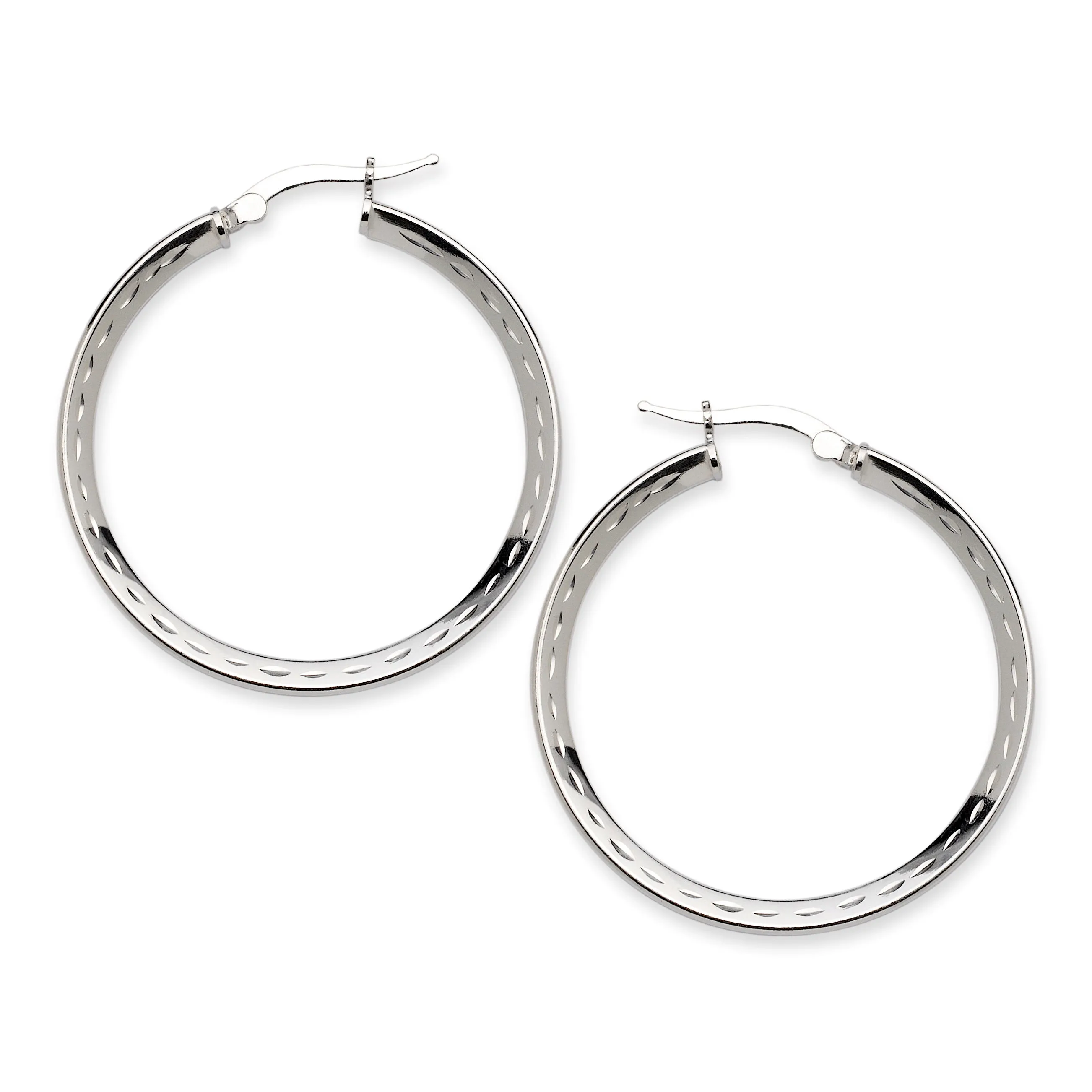 NEW! High Polish Diamond Cut Hoop Earrings .925 Sterling Silver