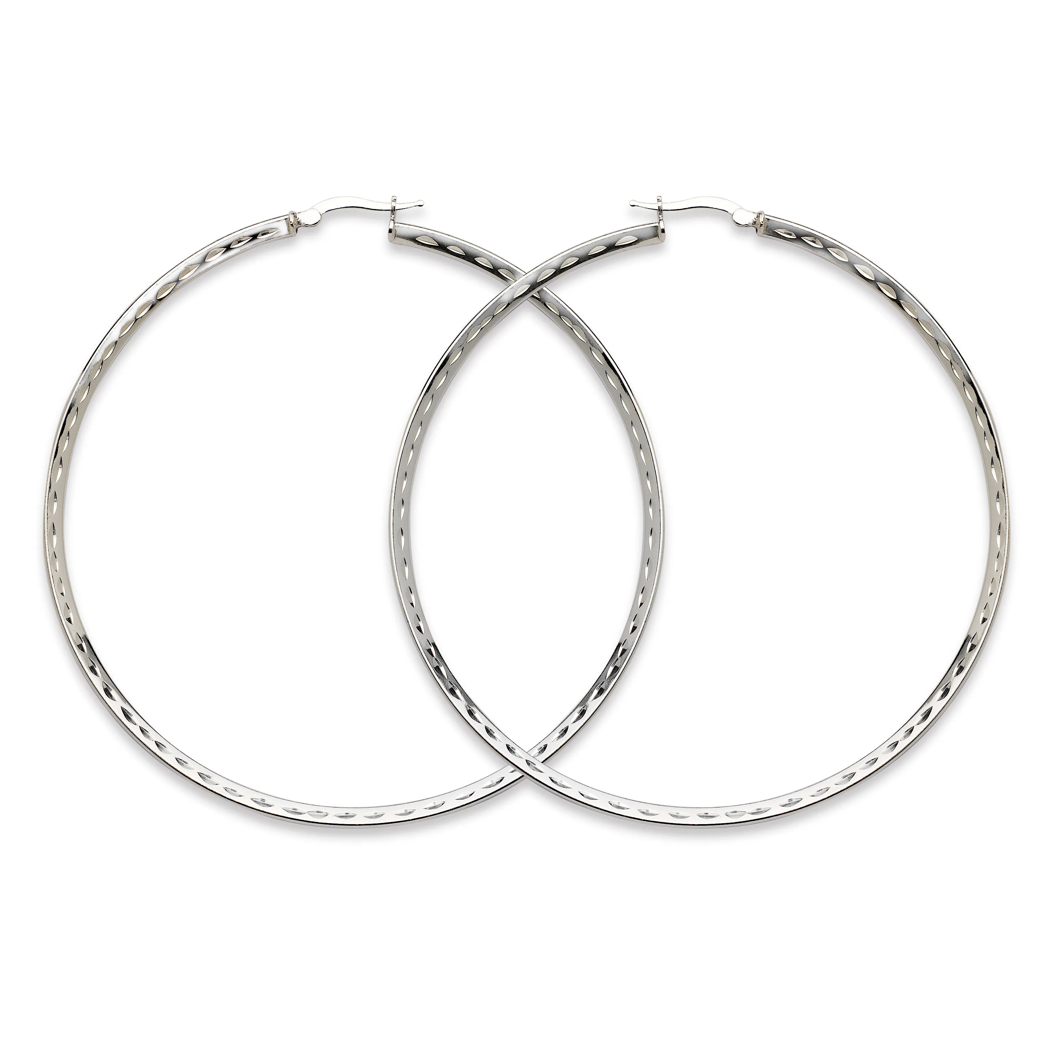 NEW! High Polish Diamond Cut Hoop Earrings .925 Sterling Silver