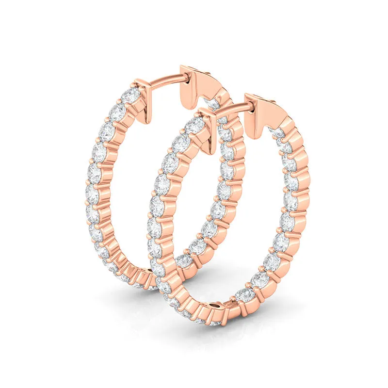 Oval Shape Inside Out Diamond Hoops