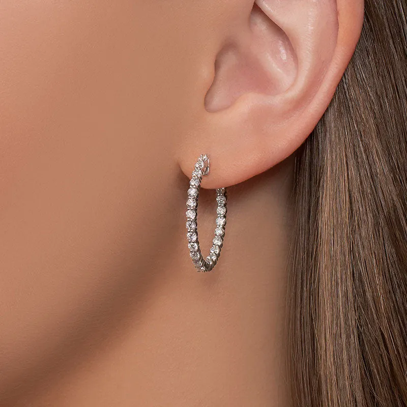 Oval Shape Inside Out Diamond Hoops