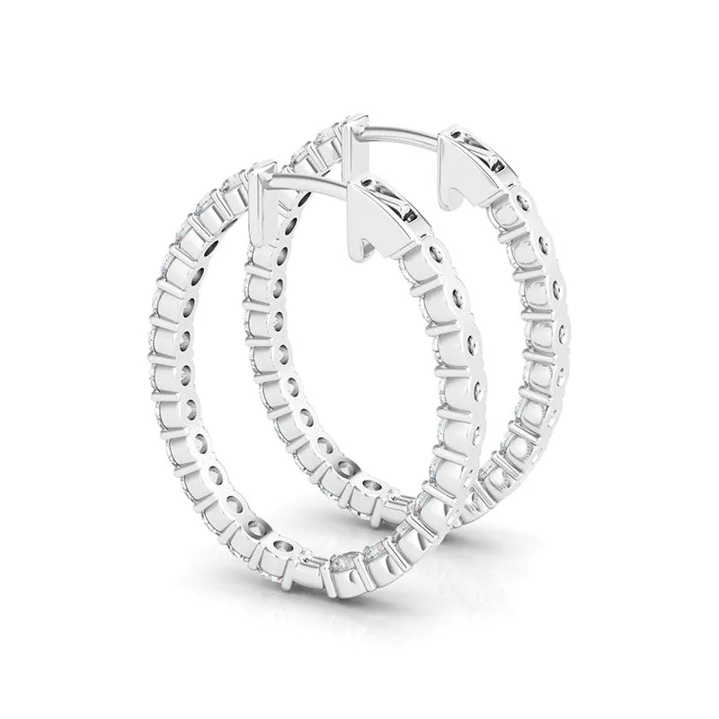 Oval Shape Inside Out Diamond Hoops