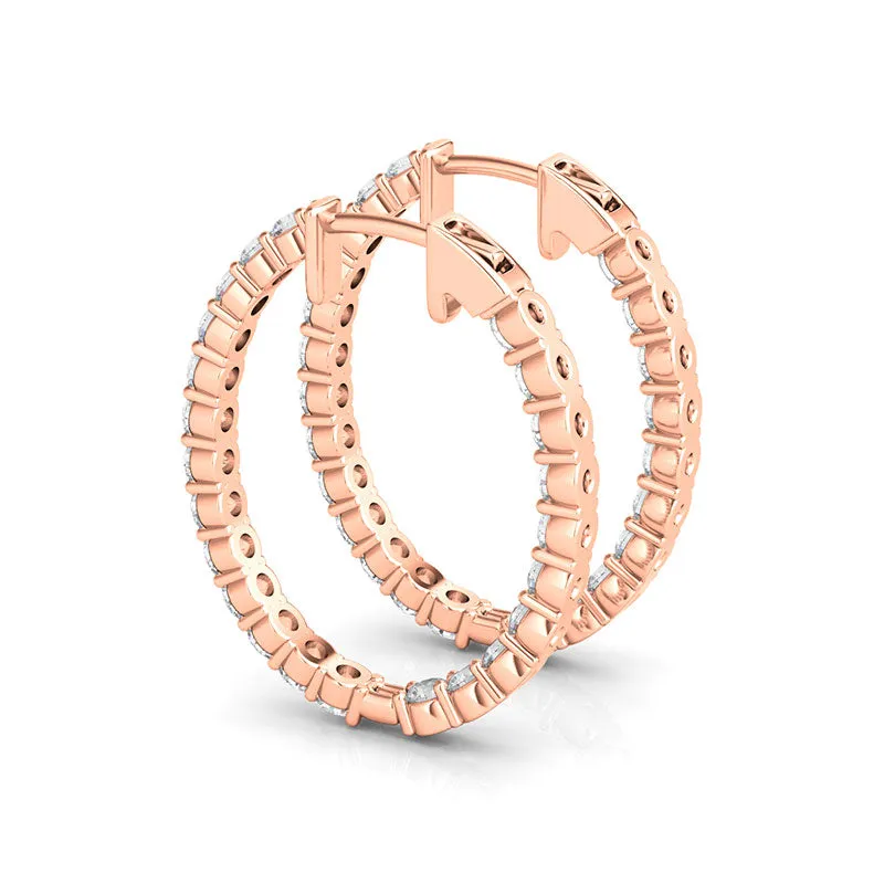 Oval Shape Inside Out Diamond Hoops