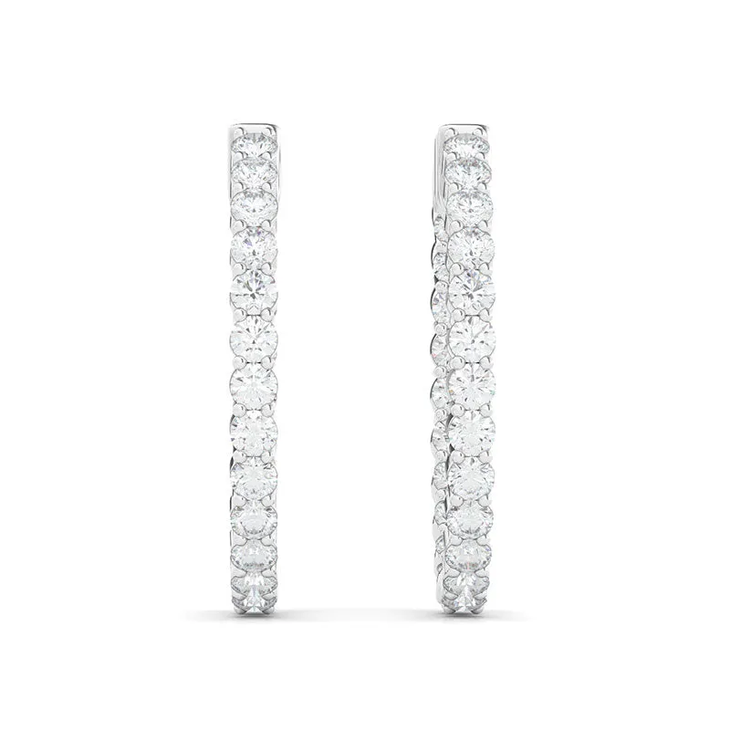 Oval Shape Inside Out Diamond Hoops