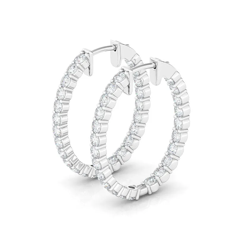 Oval Shape Inside Out Diamond Hoops