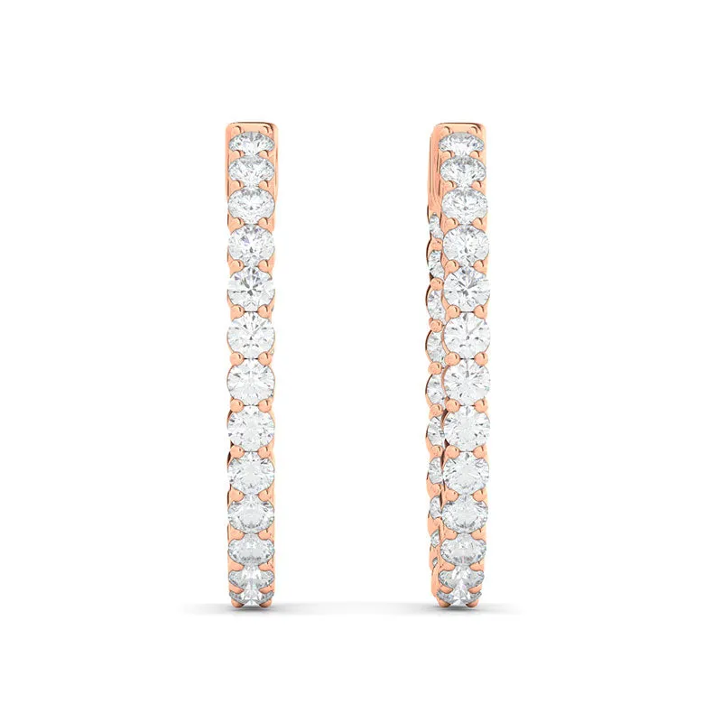 Oval Shape Inside Out Diamond Hoops