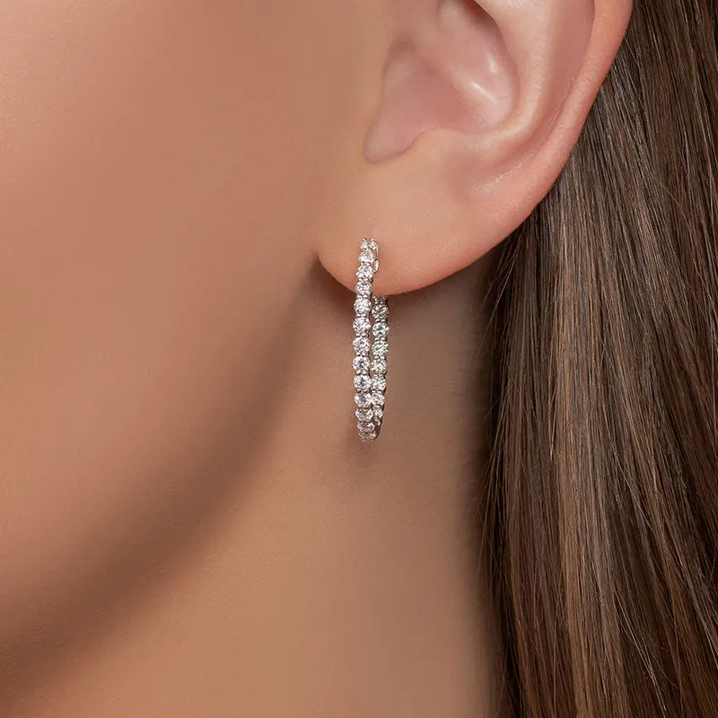 Oval Shape Inside Out Diamond Hoops