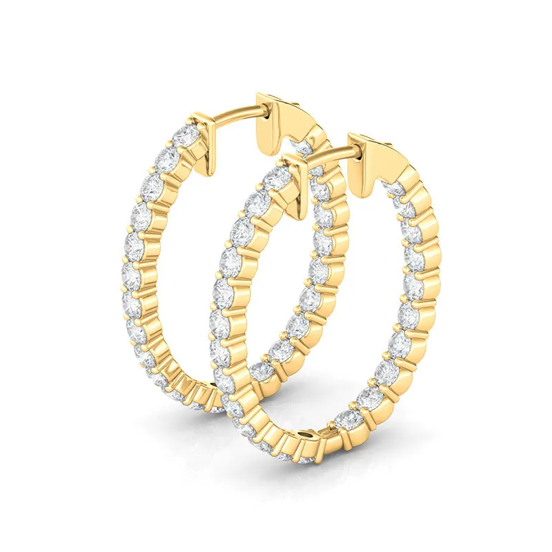 Oval Shape Inside Out Diamond Hoops