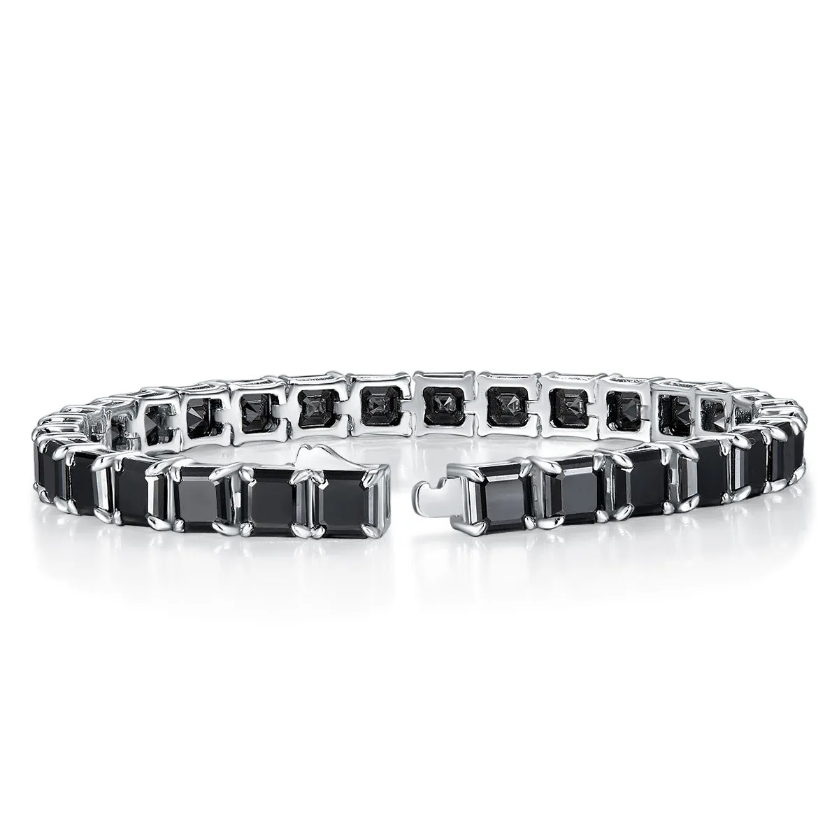 Pagoda Cut Moissanite Black Tennis Bracelet