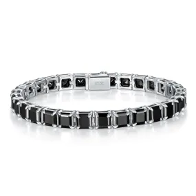 Pagoda Cut Moissanite Black Tennis Bracelet