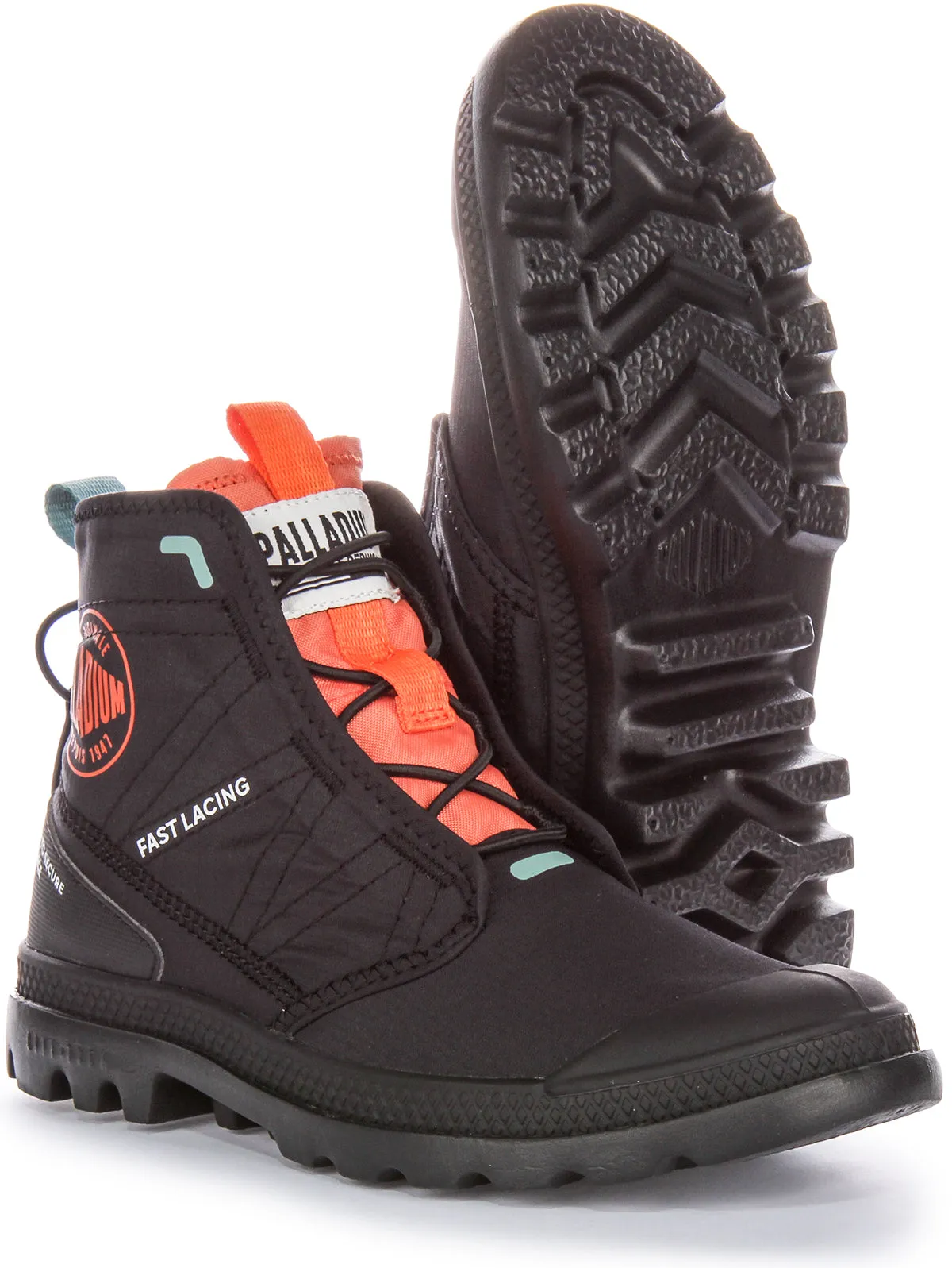 Palladium Pampa Travel In Black Orange Boots