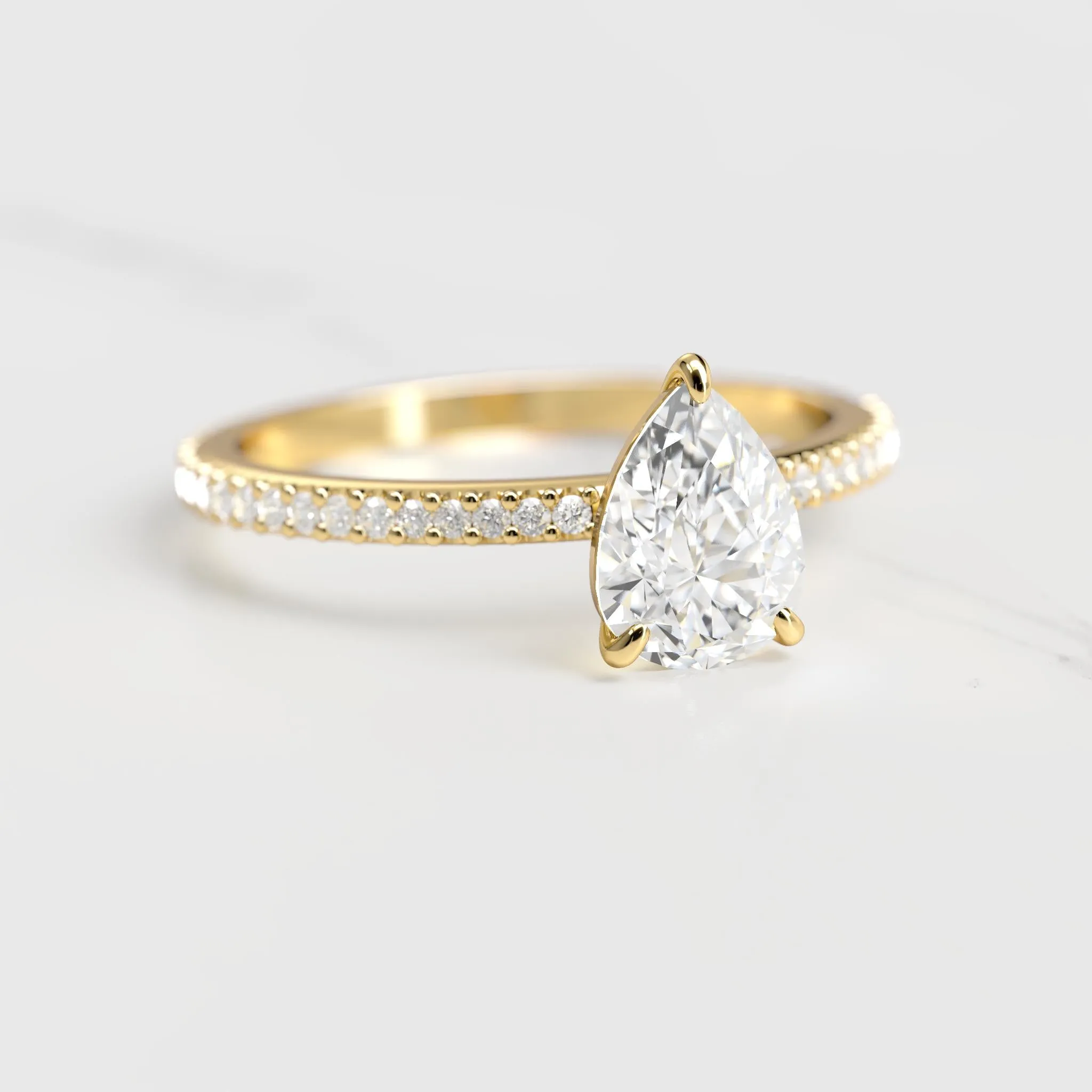 Pear Full Pave Diamond Ring