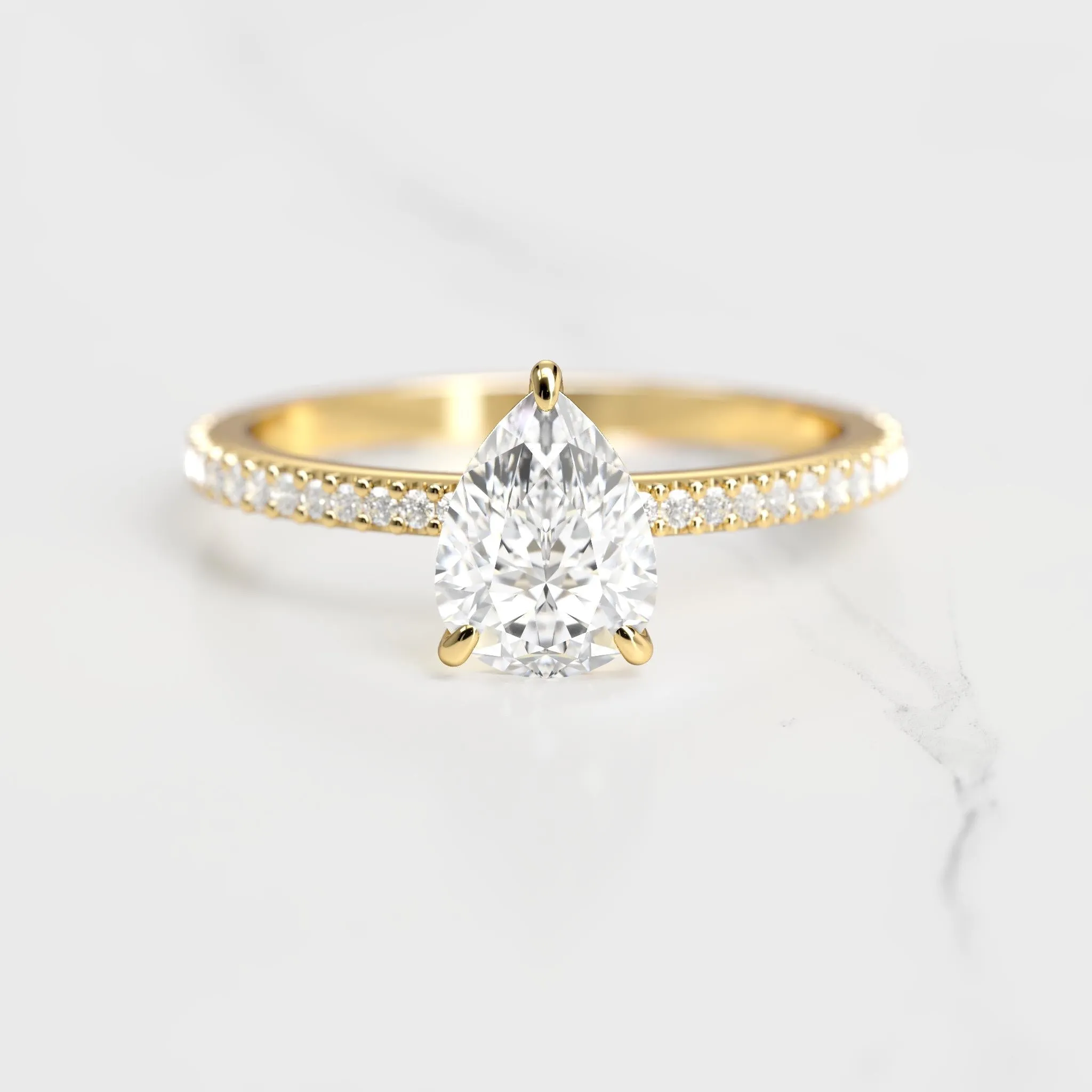 Pear Full Pave Diamond Ring