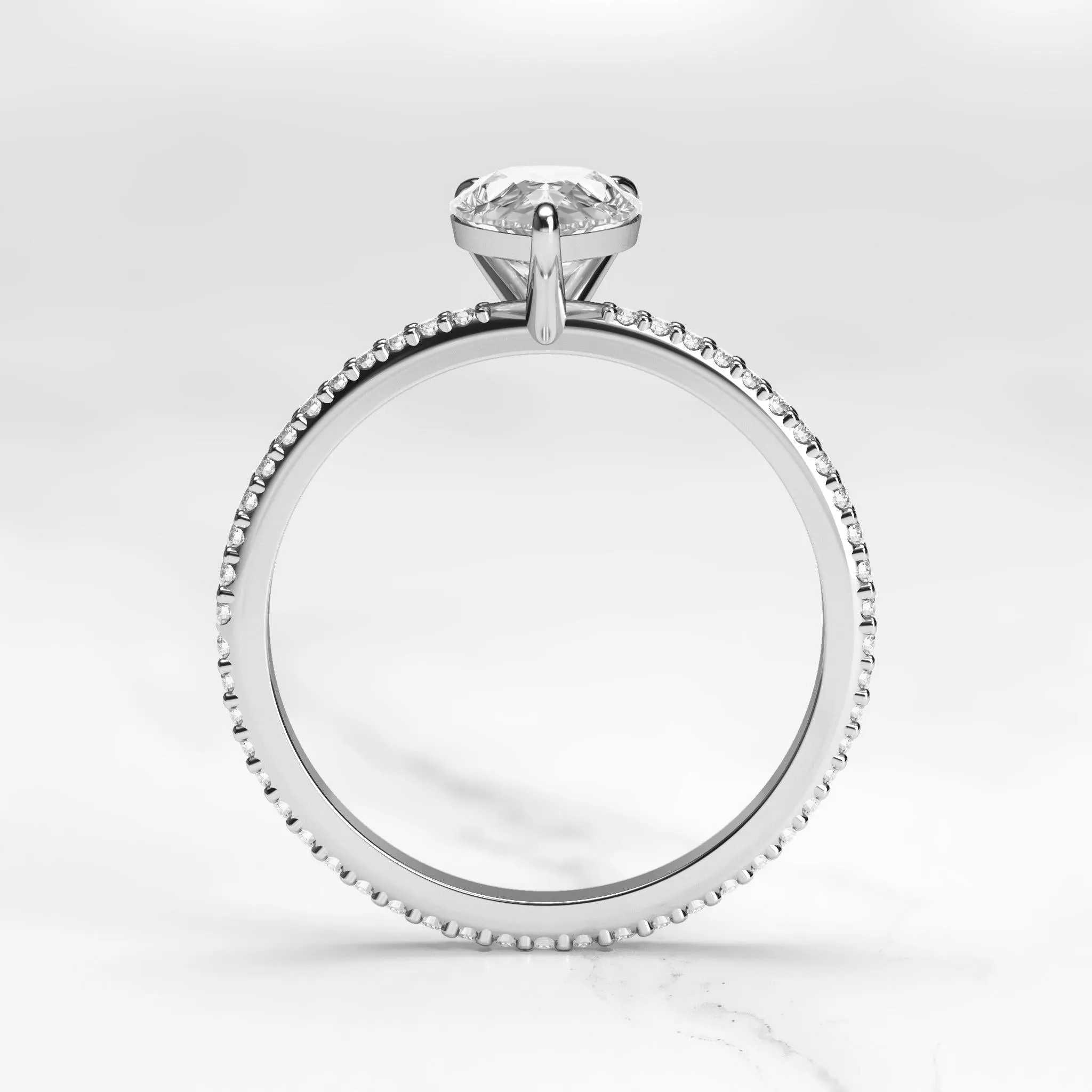 Pear Full Pave Diamond Ring