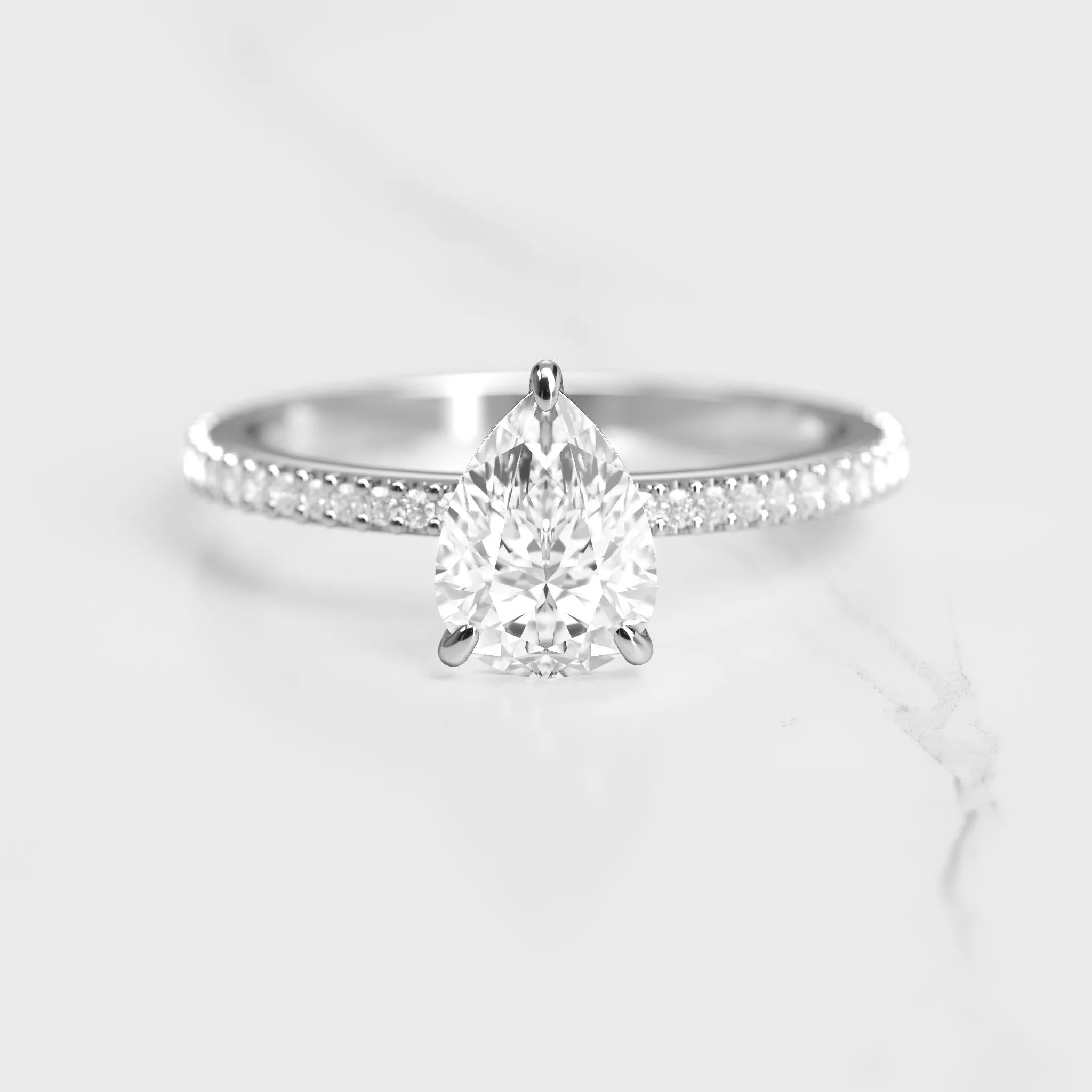 Pear Full Pave Diamond Ring