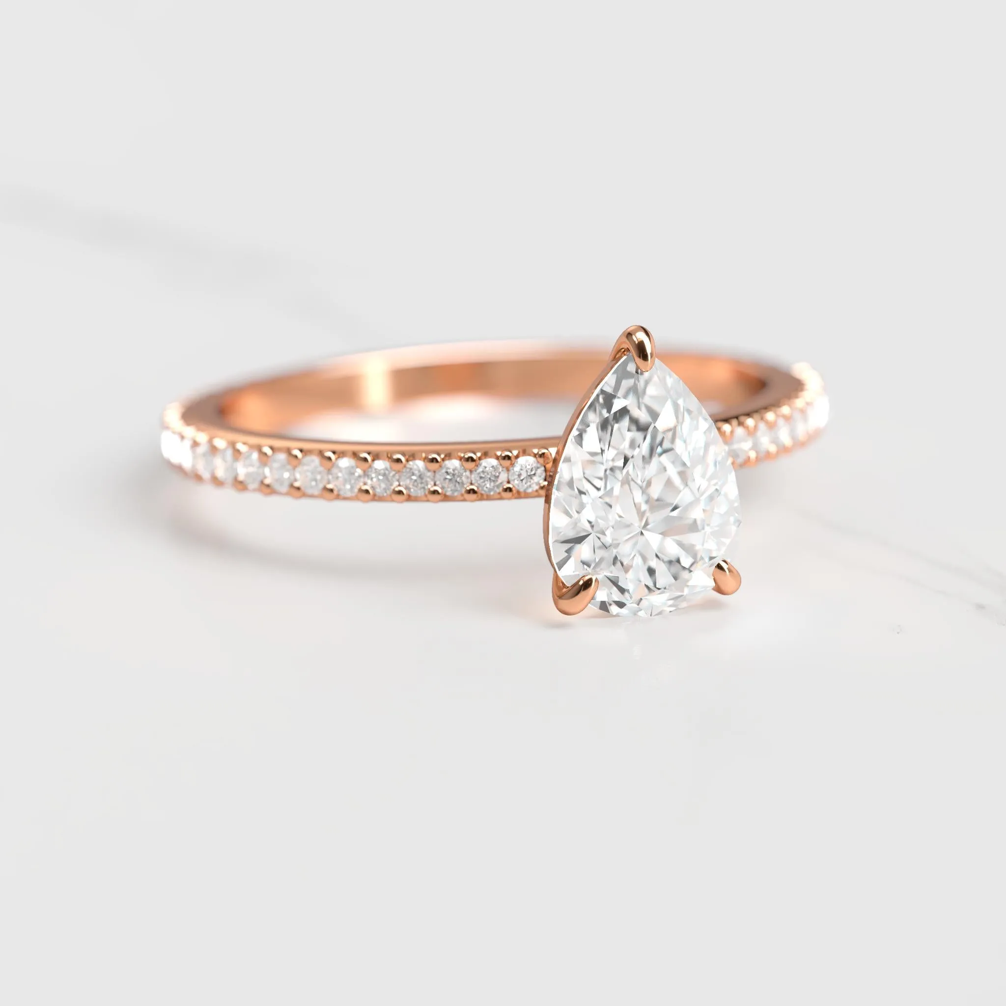 Pear Full Pave Diamond Ring