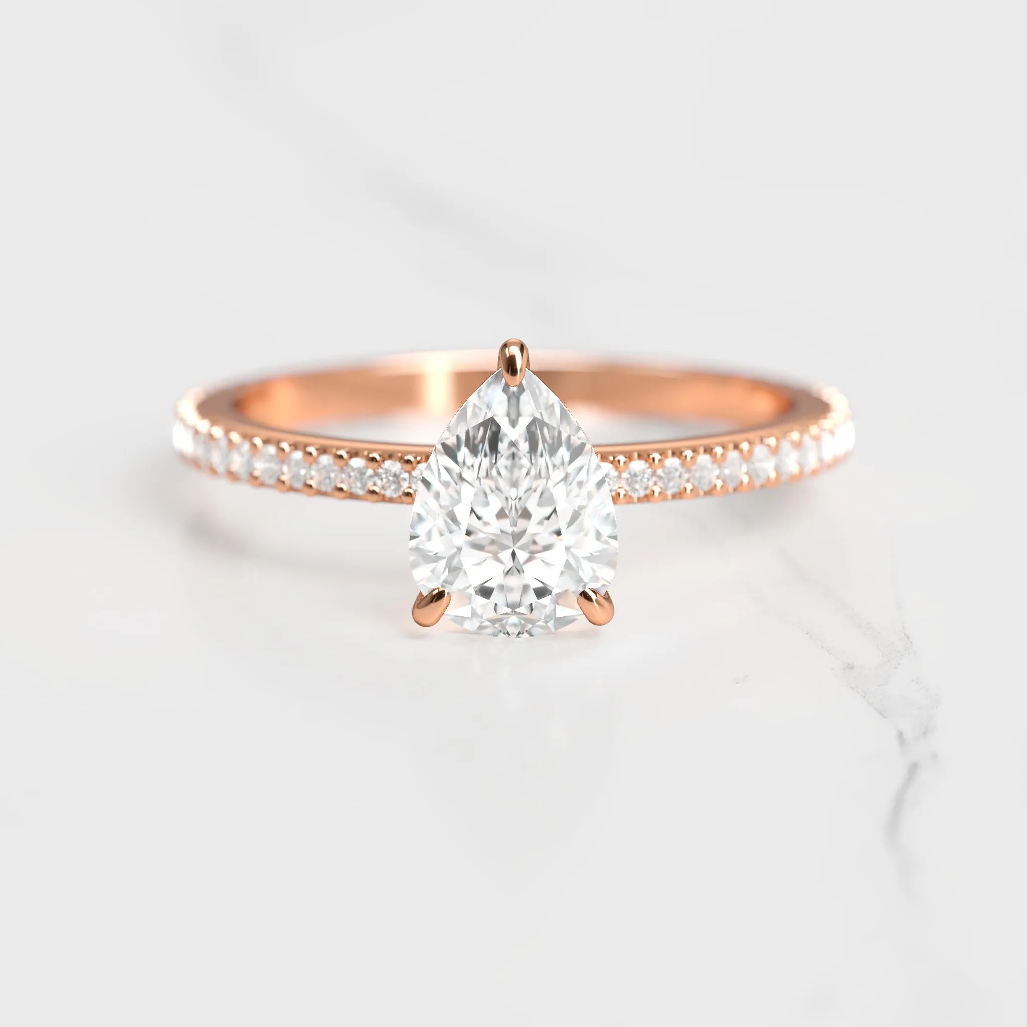 Pear Full Pave Diamond Ring