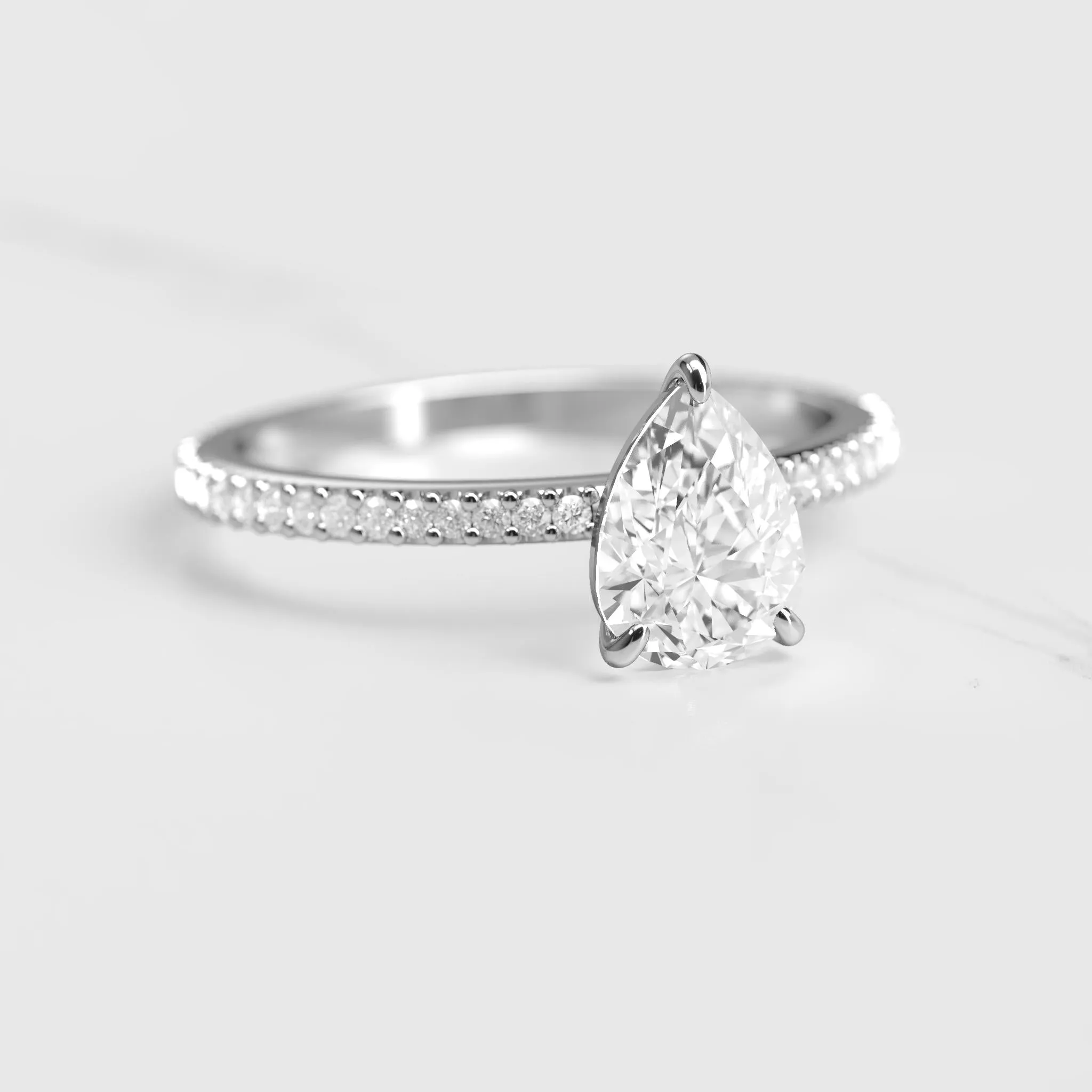 Pear Full Pave Diamond Ring