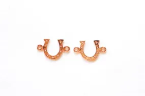 Pink Rose Gold Vermeil Horseshoe Connector Charm- 18k gold plated over Sterling Silver Horseshoe Charms, Gold Horseshoe Connector, 254