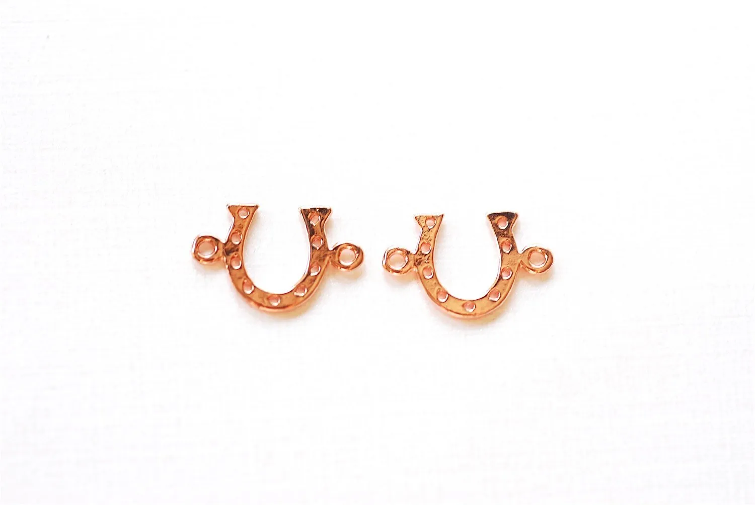 Pink Rose Gold Vermeil Horseshoe Connector Charm- 18k gold plated over Sterling Silver Horseshoe Charms, Gold Horseshoe Connector, 254