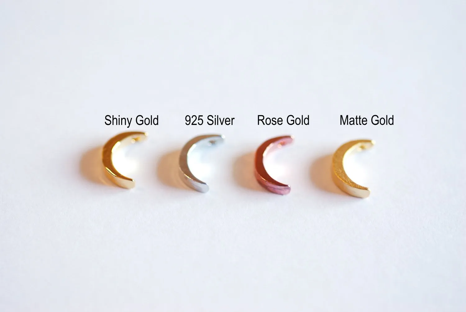 Pink Rose Wholesale Gold Crescent Moon Beads-22k gold over Sterling Silver Vermeil Gold Moon Beads, Gold Half Moon Charm Pendant, Rose Gold Moon, 268