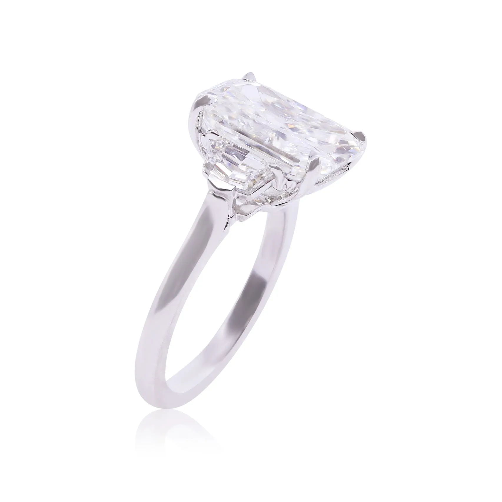 PLATINUM 6.38CT RADIANT-CUT DIAMOND ENGAGEMENT RING WITH CADILLAC STEP-CUT SIDE DIAMONDS 0.72CTW