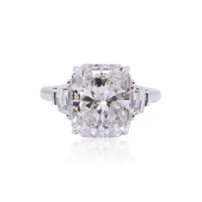 PLATINUM 6.38CT RADIANT-CUT DIAMOND ENGAGEMENT RING WITH CADILLAC STEP-CUT SIDE DIAMONDS 0.72CTW