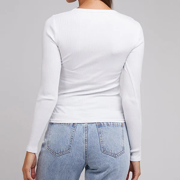 Rib Long Sleeve Top - White