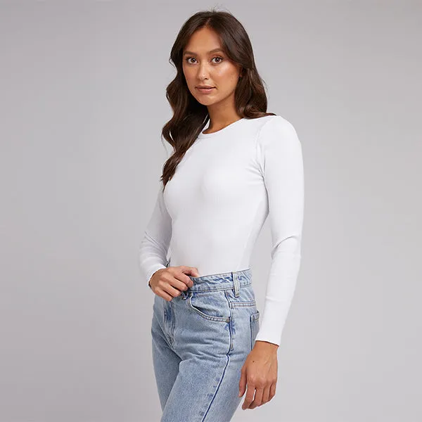 Rib Long Sleeve Top - White