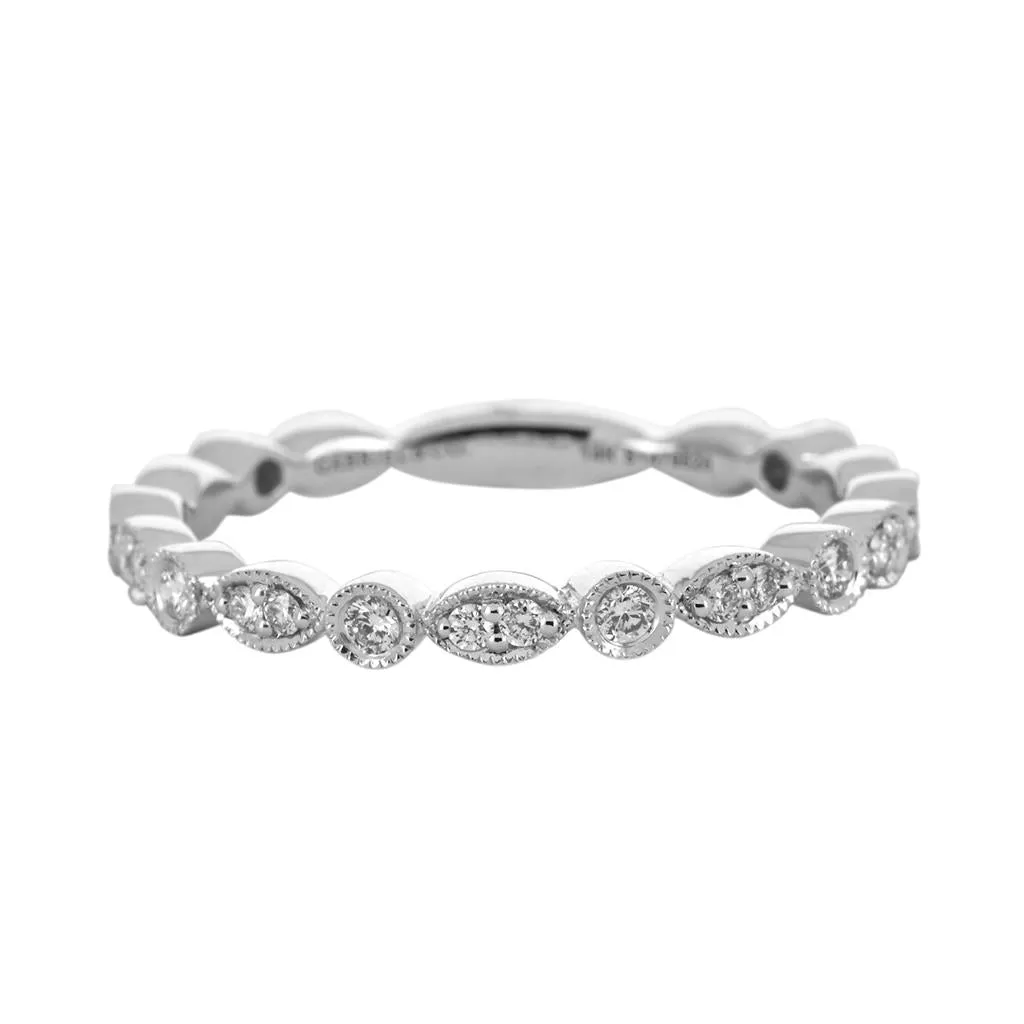 Round   Marquise Stackable Band | 0.24ctw - White Gold