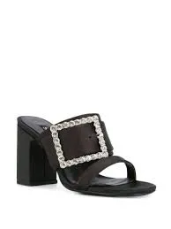 Senso Women's Milla Satin Block Heel Sandal - BLACK