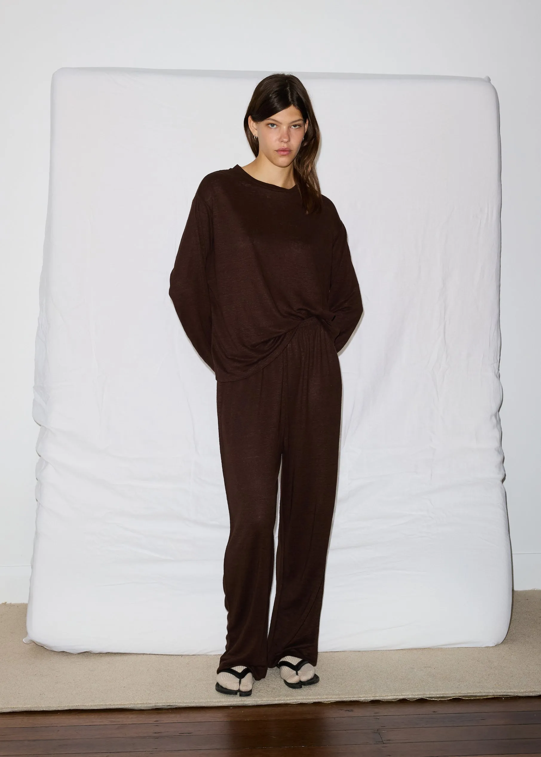 soft long sleeve top - chocolate