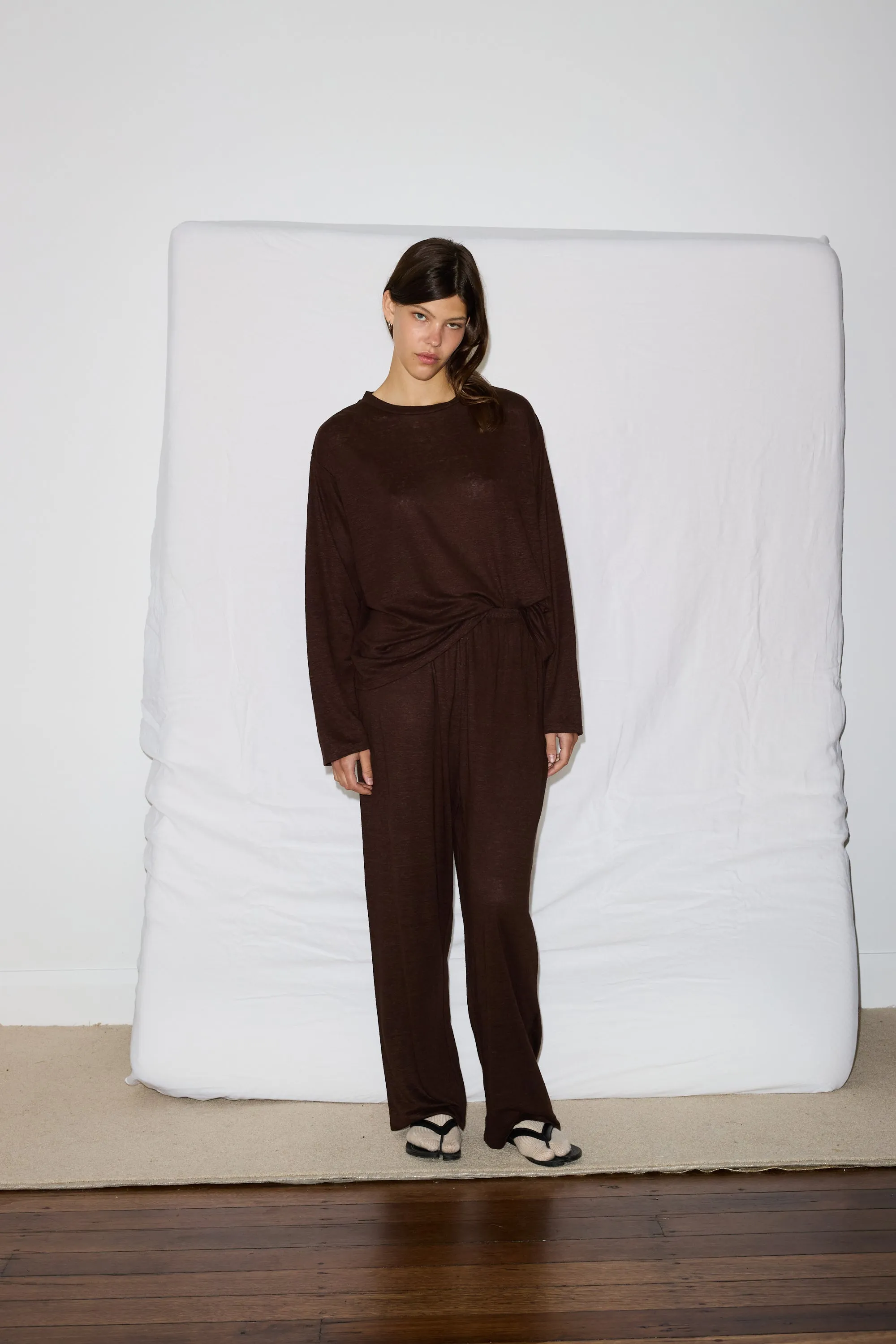 soft long sleeve top - chocolate