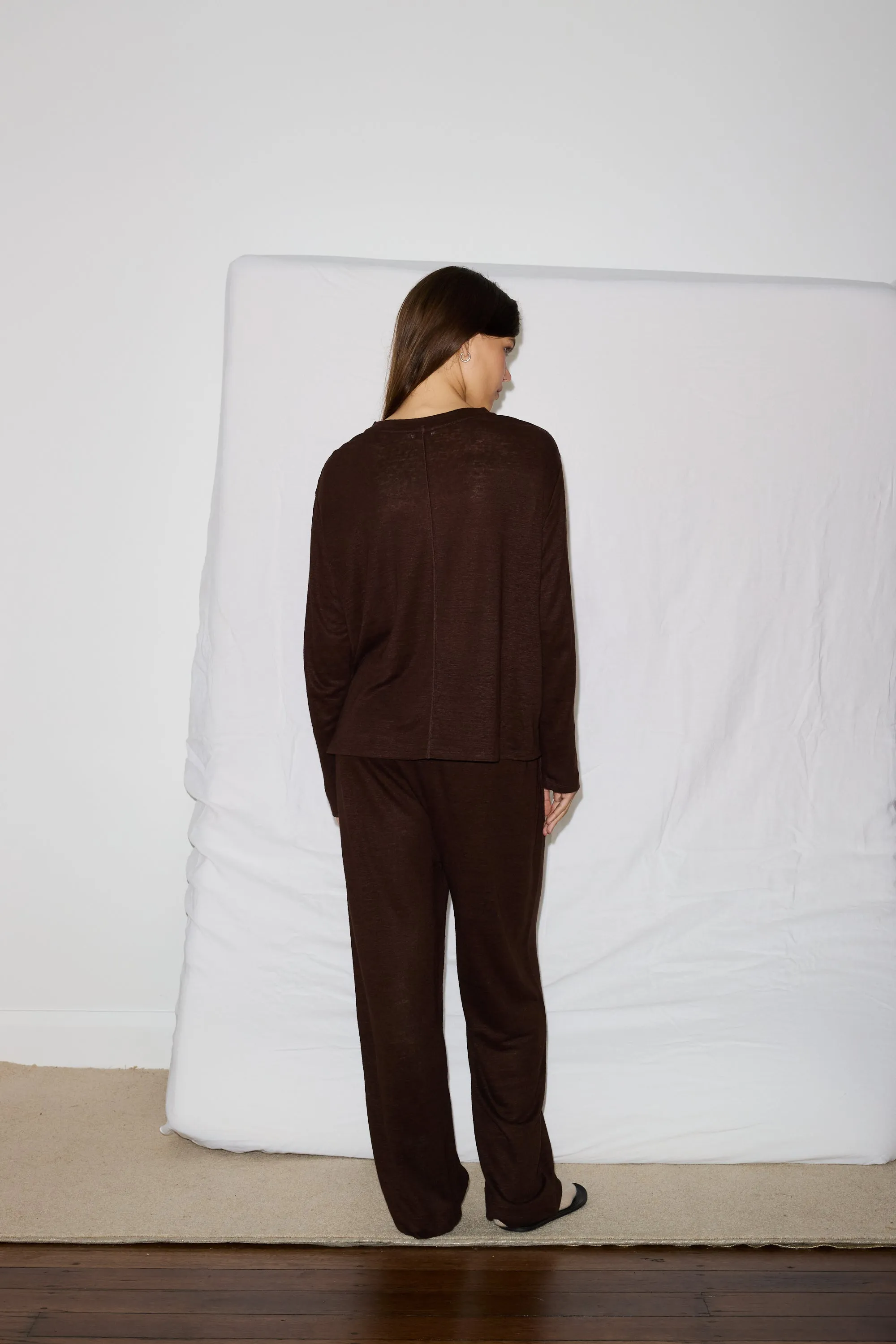 soft long sleeve top - chocolate