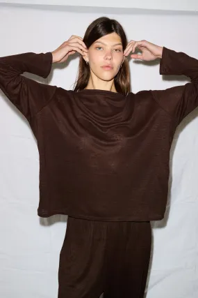 soft long sleeve top - chocolate